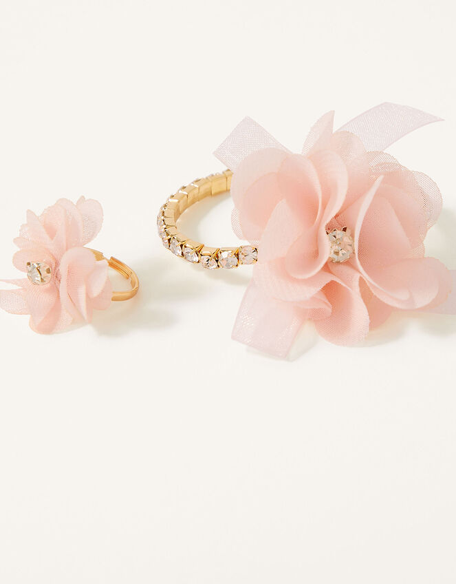 Diamante Pom-Pom Flower and Ring Set, , large
