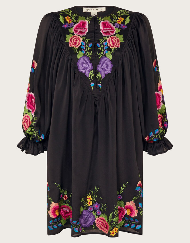 Winny Embroidered Tunic Dress, Black (BLACK), large
