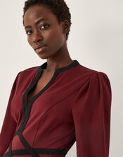 Julia Jersey Midi Dress, Red (BURGUNDY), large