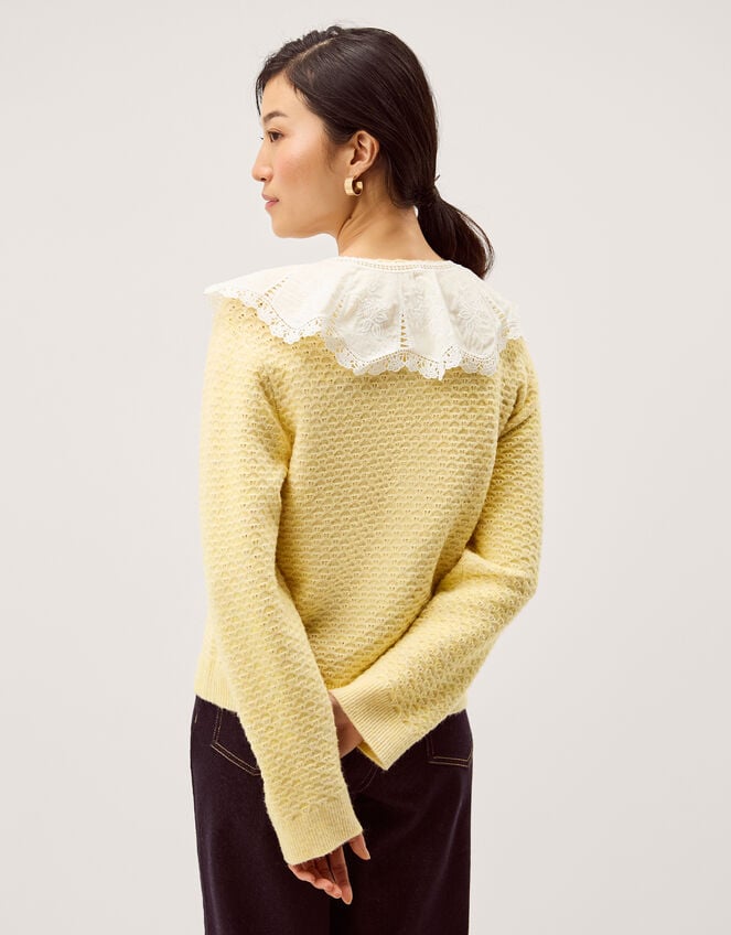 Cary Lace Collar Cardigan, Yellow (YELLOW), large