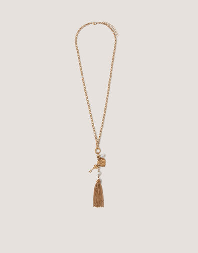 Tassel Heart Charm Necklace, , large