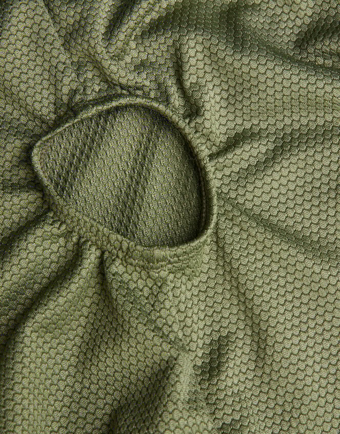 Texture Cut-Out Swimsuit, Green (KHAKI), large
