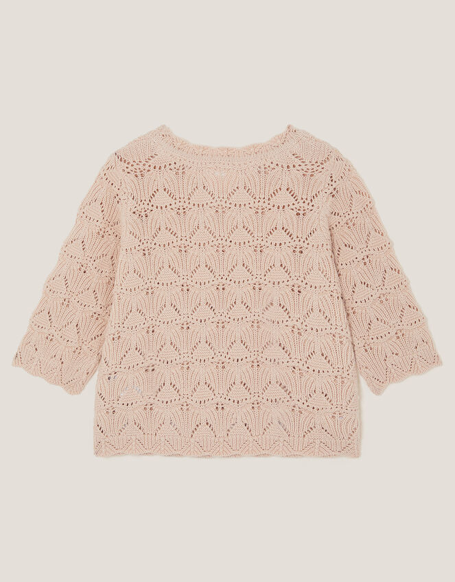 Crochet Flower Knit Top, Ivory (IVORY), large