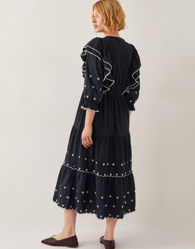 Freya Frill Jersey Midi Dress, Black (BLACK), large