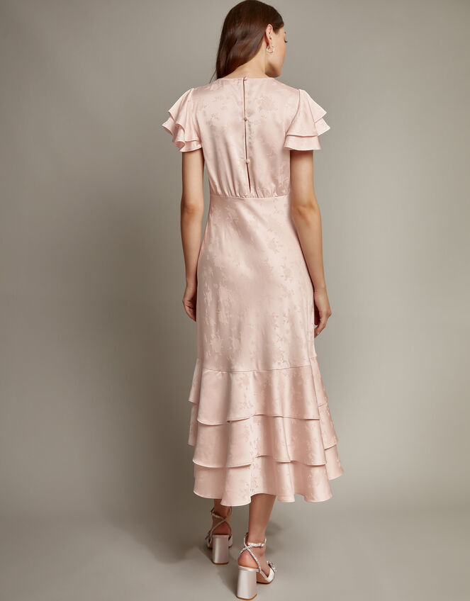 Ester Satin Ruffle Midi Dress, Pink (PINK), large