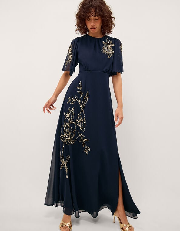 Skyler Floral Embellished Maxi Dress, Blue (NAVY), large