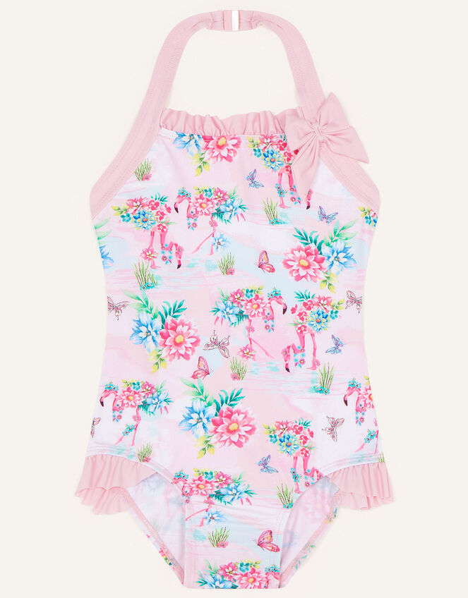 Flamingo Contrast Trim Swimsuit , Pink (PINK), large
