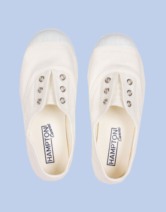 Hampton Canvas Plum Plimsolls, White (WHITE), large