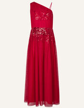 Elish One-Shoulder Prom Dress, Red (RED), large