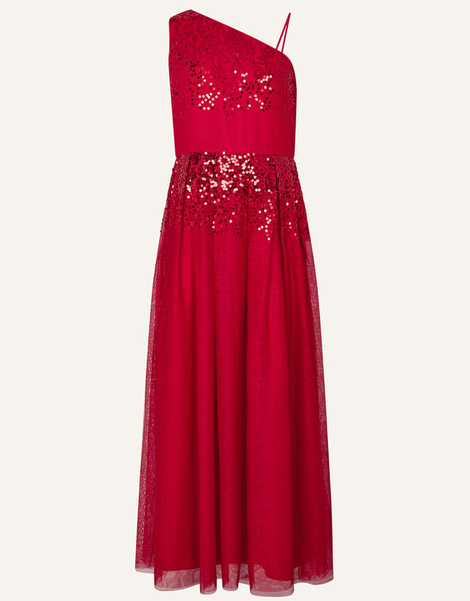 Elish One-Shoulder Prom Dress, Red (RED), large