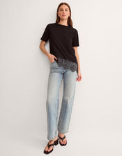 Lola Lace Jersey T-Shirt, Black (BLACK), large