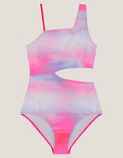 Ombré Asymmetrical Cut Out Swimsuit, Pink (PINK), large