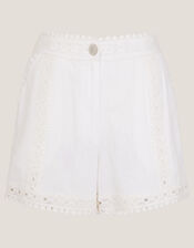 Irina High-Waisted Lace Shorts, White (WHITE), large