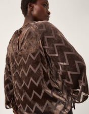 Keisha Geometric Velvet Top, Brown (CHOCOLATE), large
