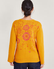 Floral Embroidered Jumper, Yellow (OCHRE), large