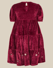 Macie Sequin Floral Velour Dress, Red (BURGUNDY), large