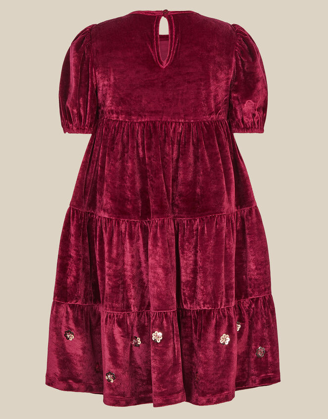 Macie Sequin Floral Velour Dress, Red (BURGUNDY), large