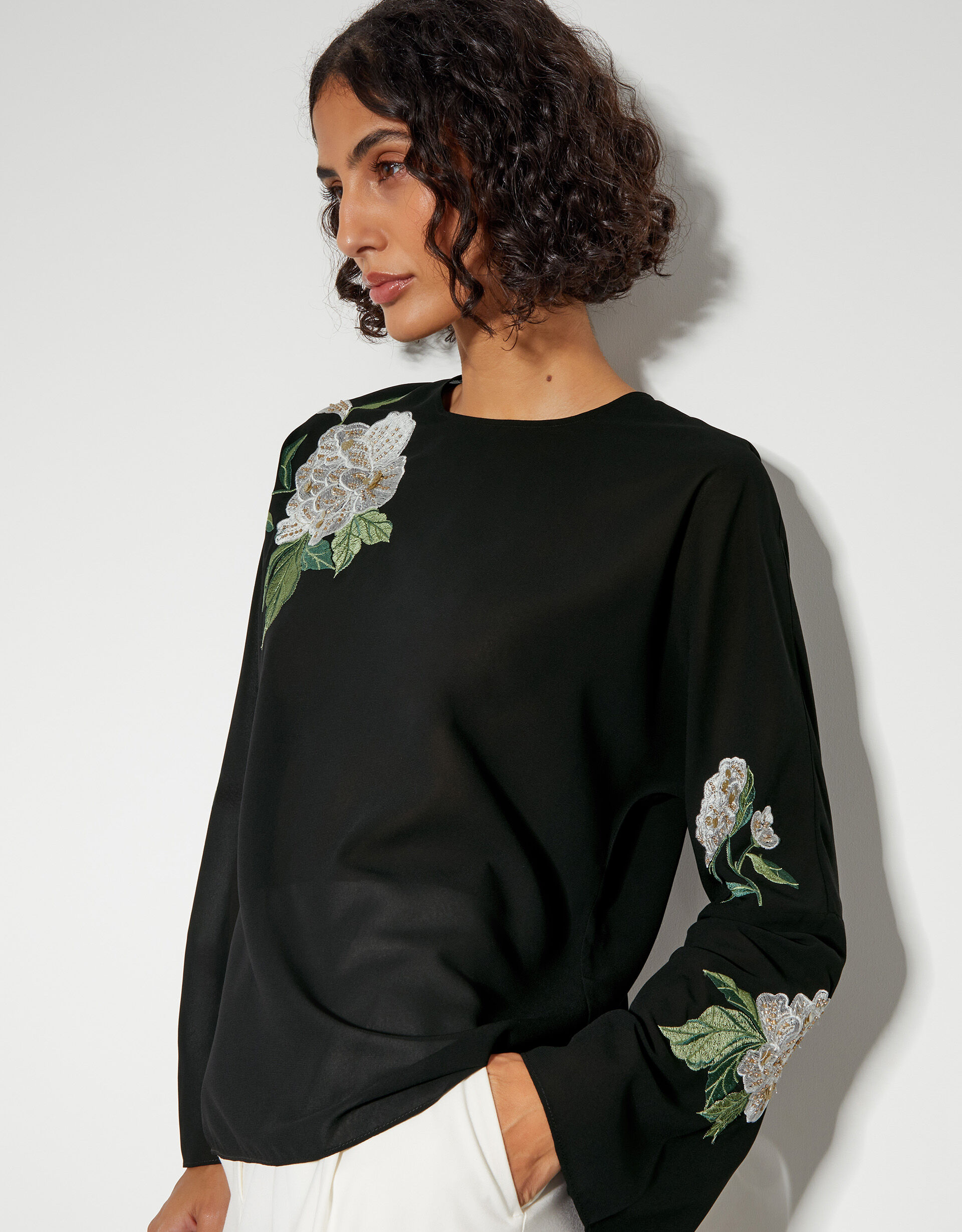 floral satin blouse