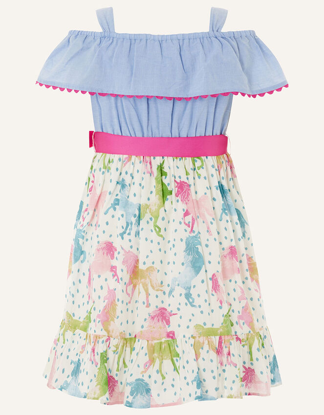 Unicorn Chambray 2-in-1 Dress, Blue (BLUE), large