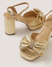 Iona Bow Platform Heels, Gold (GOLD), large