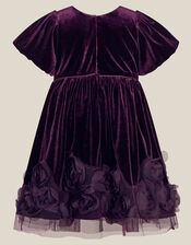 Baby Adelyn Rose Appliqu&eacute; Velvet Party Dress, Purple (PURPLE), large