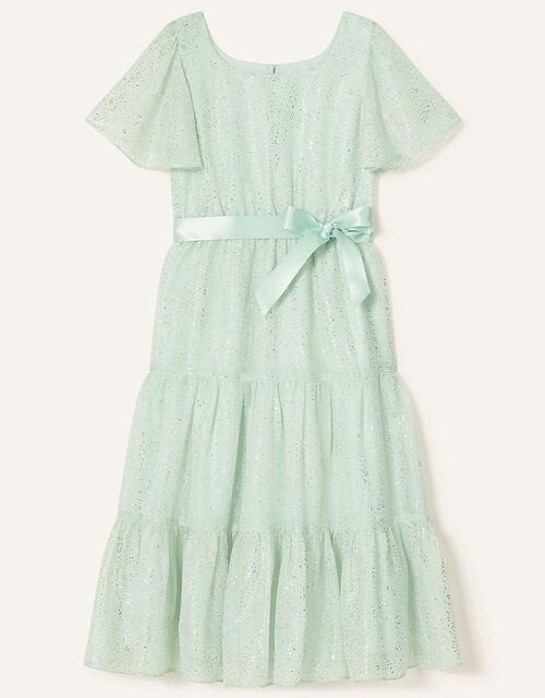 Foil Print Tiered Dress, Green (MINT), large