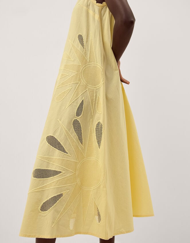 Sunny Sleeveless Scallop Midi Dress, Yellow (YELLOW), large