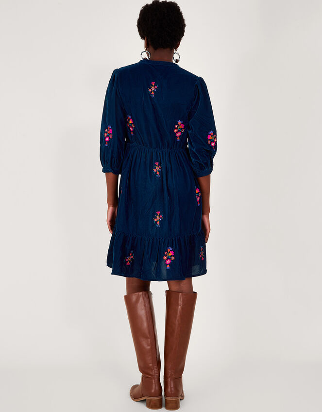 Faith Embroidered Velvet Dress, Teal (TEAL), large