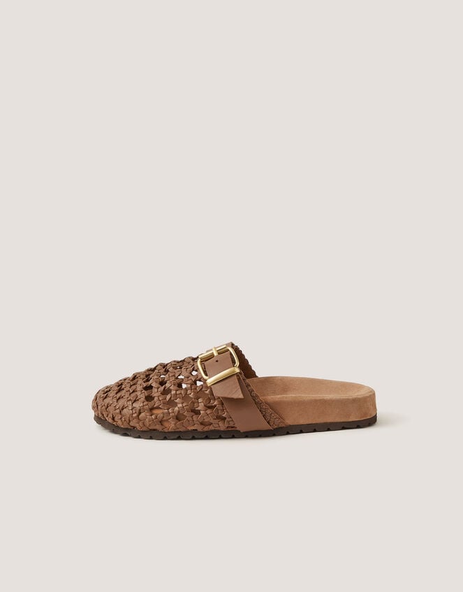 Freya Woven Leather Mules, Natural (NEUTRAL), large