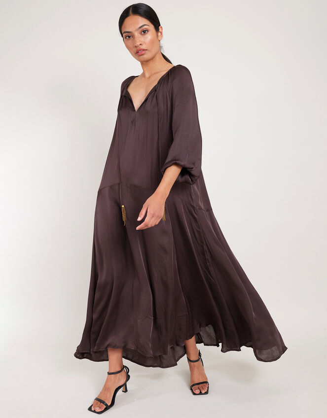 East Esti Satin Dress, Brown (BROWN), large