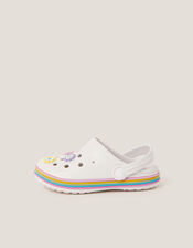 Flower Stripe Clogs, Ivory (IVORY), large