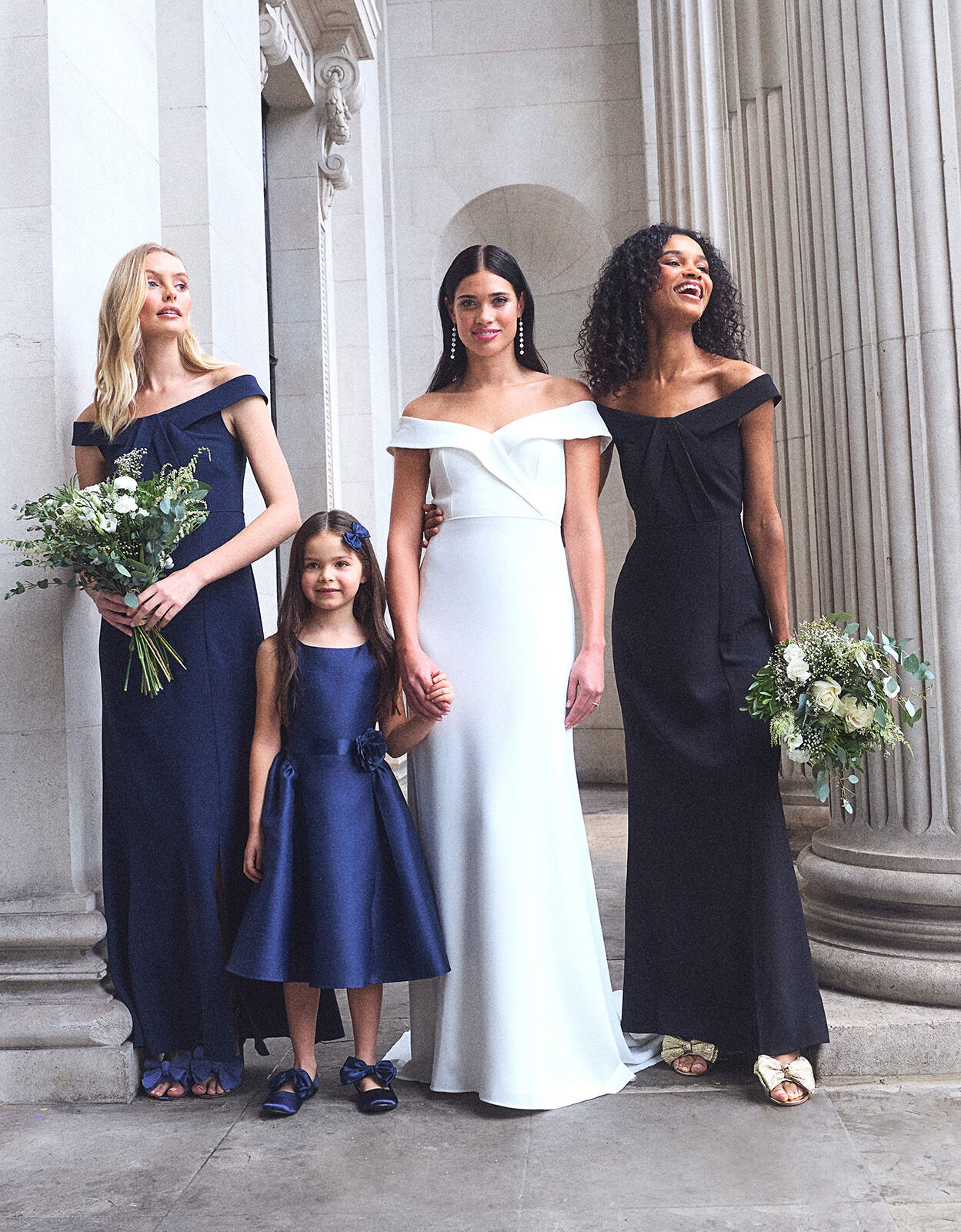 Beatrice Crepe Bardot Maxi Dress Blue Evening Dresses Monsoon UK