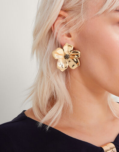 Embellished Flower Earrings, , large
