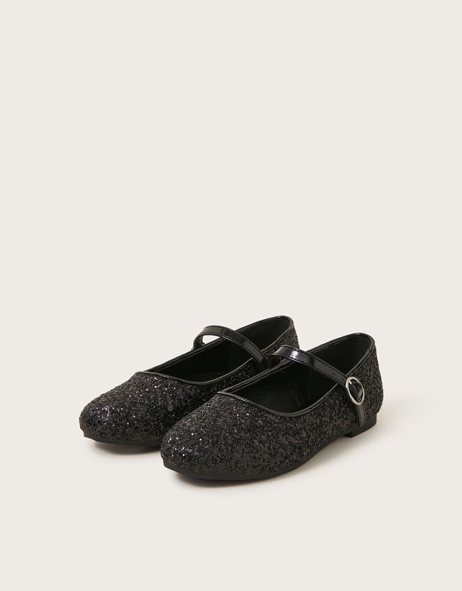 All-Over Glitter Ballet Flats, Black (BLACK), large