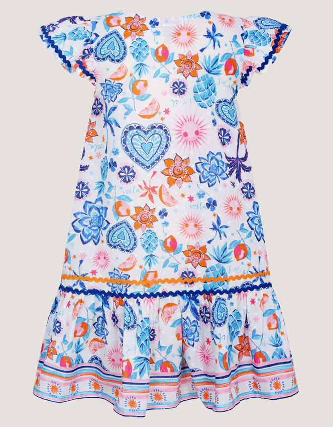 Summer Print Cotton Dress, Cream (CREAM), large