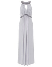 Isabeli Embellished Jersey Maxi Bridesmaid Dress, Silver (SILVER), large