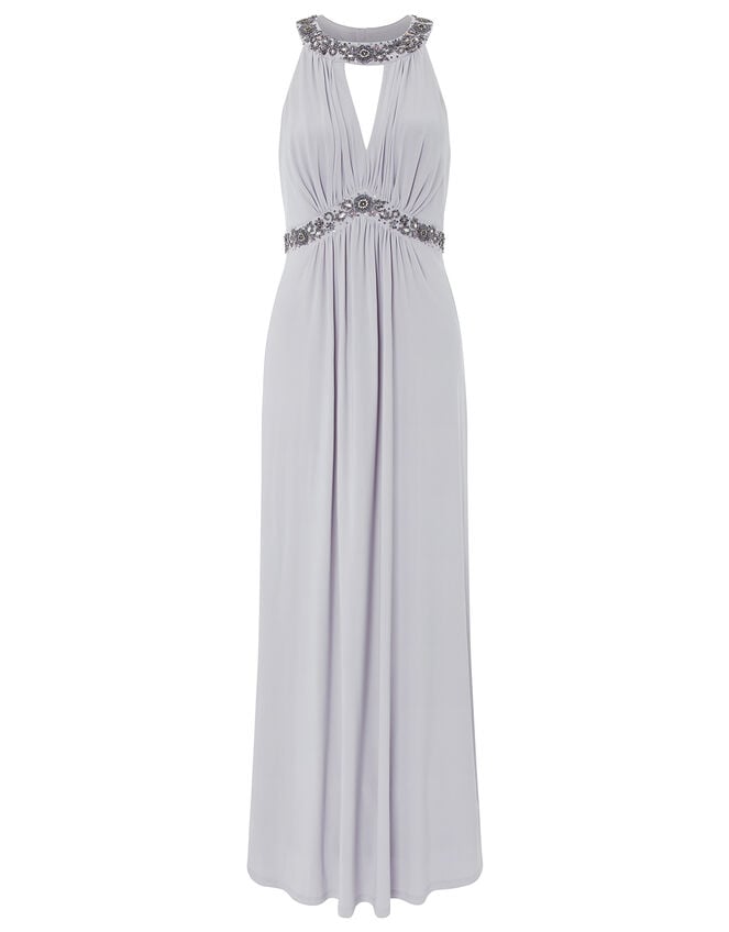 Isabeli Embellished Jersey Maxi Bridesmaid Dress, Silver (SILVER), large