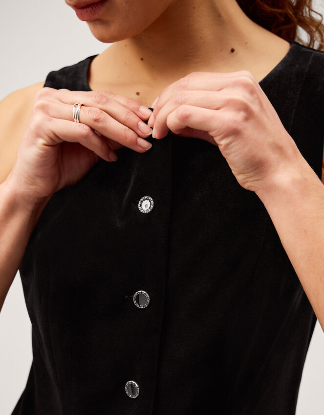 Vanessa Sleeveless Velvet Pleated Midi Dress, Black (BLACK), large