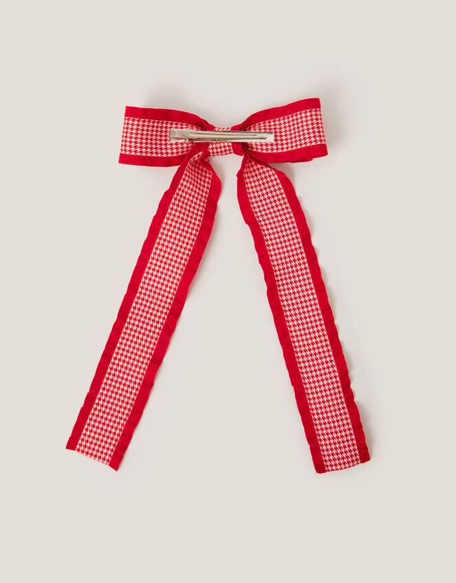 Houndstooth Bow Hair Clip, , large