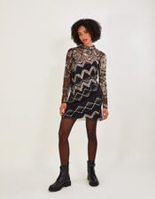 Finnley Embellished Tunic Dress, Black (BLACK), large