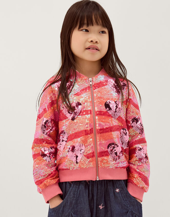 Sequin Heart Bomber Jacket