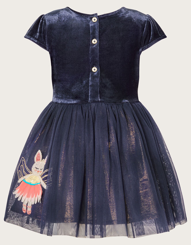 Baby Disco Velvet Mice Dress, Blue (NAVY), large