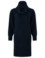 Connie Cowl Neck Knit Dress, Blue (NAVY), large