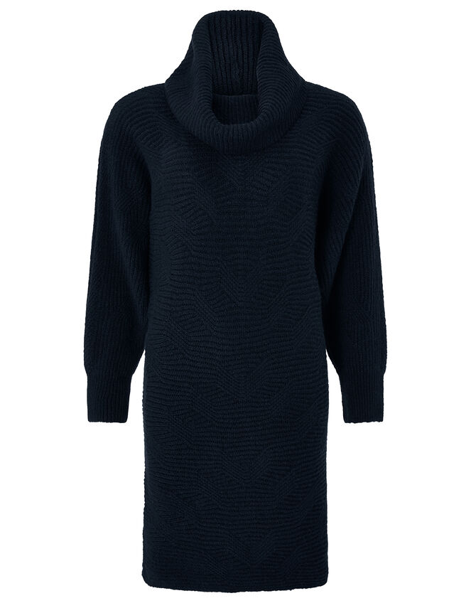 Connie Cowl Neck Knit Dress, Blue (NAVY), large