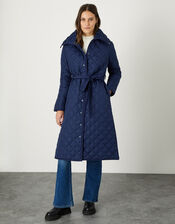 Stella Quilted Padded Coat in Recycled Polyester, Blue (NAVY), large