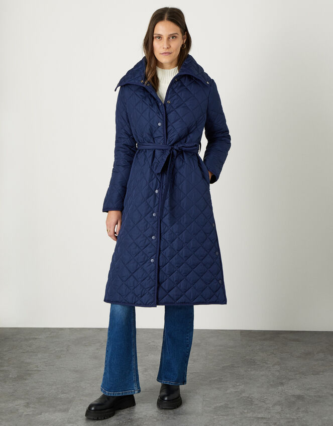 Stella Quilted Padded Coat in Recycled Polyester, Blue (NAVY), large
