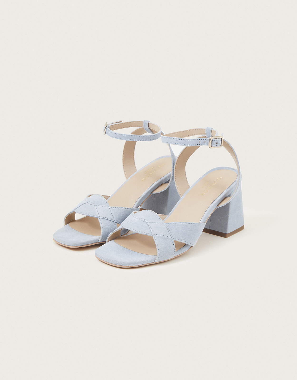 Light blue outlet suede block heels