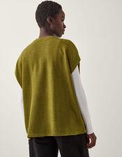 Double Breasted Knit Poncho Vest, Green (OLIVE), large