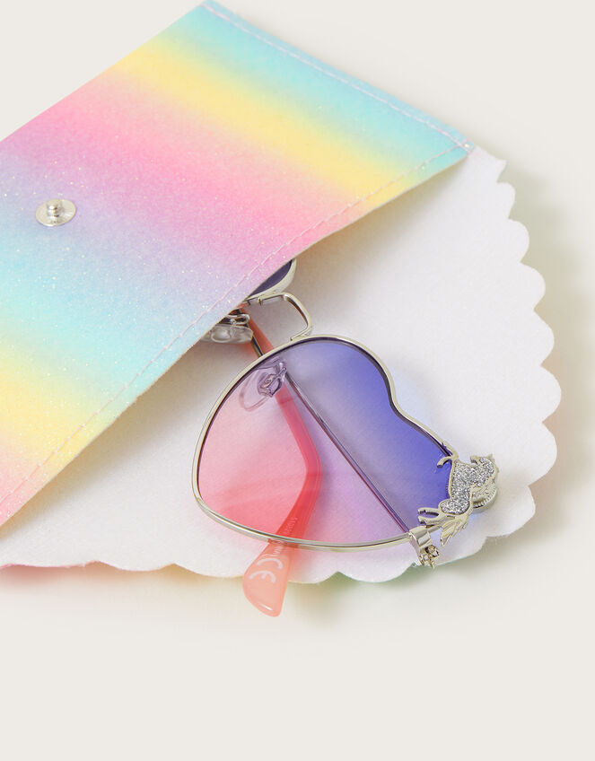 Unicorn Metal Heart Sunglasses with Case, , large