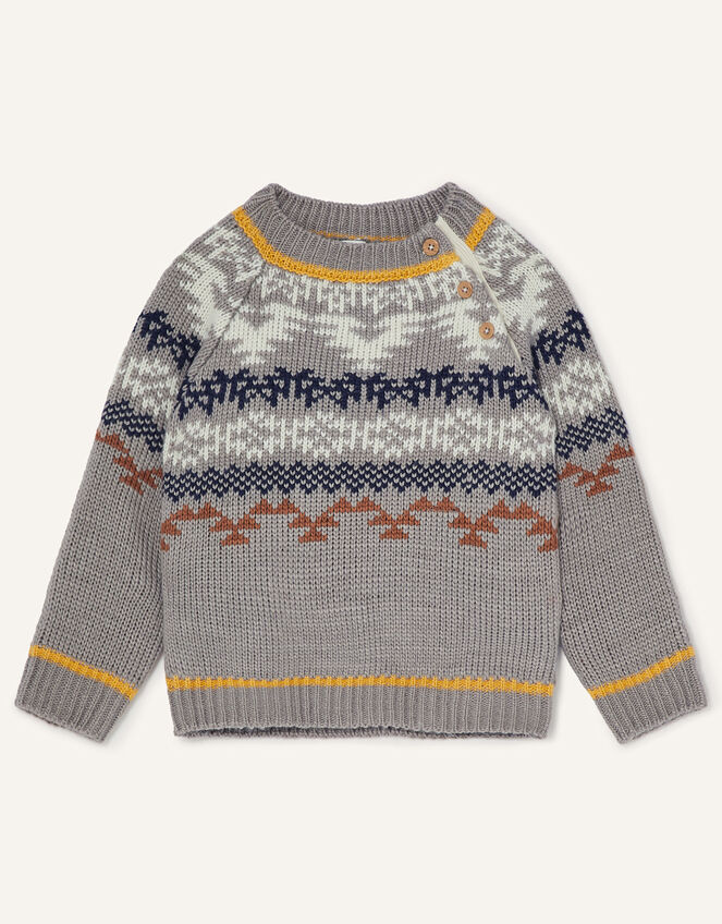Fairisle Knit Jumper, Grey (GREY), large